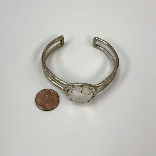 Designer Lucky Brand Silver-Tone Clear Stone Adjustable Cuff Bracelet image number 2