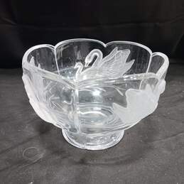 Crystal Frosted Glass Swan Decorative Bowl