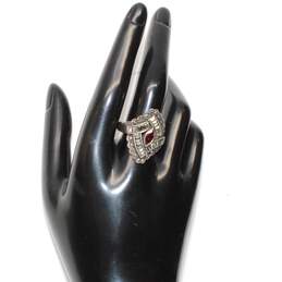 Artisan NF Signed Sterling Silver Garnet Accent Marcasite Ring Size 12 alternative image