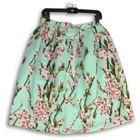 Alya Womens Blue Pink Floral Side Zip Pleated Mini Skirt Size Medium image number 1