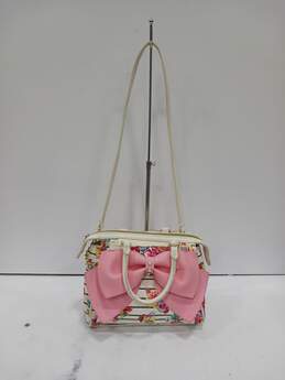 Betsey Johnson White Floral w/ Pink Box Shoulder Bag