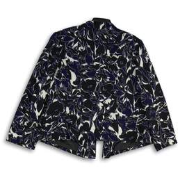 Kasper Womens Black Blue Abstract Long Sleeve Open Front Blazer Size 18W alternative image