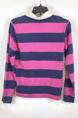 Ralph Lauren Womens Pink Blue Striped Long Sleeve Polo Shirt Size Medium alternative image