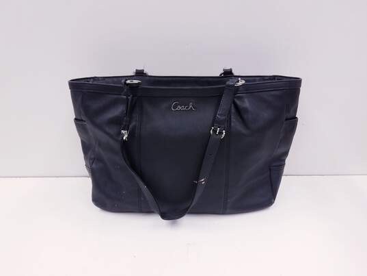 COACH F17722 Gallery East West Black Leather Medium Tote Bag Handbag image number 3