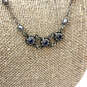 Designer Liz Palacios Silver-Tone Blue Crystal Stone Link Chain Necklace image number 3