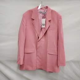 NWT Zara WM's Powder Pink Button Up Draped Blazer Size M