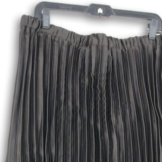 Anne Klein Womens Black Elastic Waist Pull On Pleated Skirt Size XL image number 3
