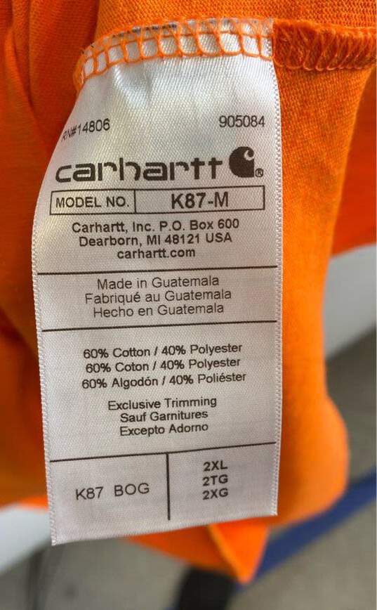 Carhartt Mens Orange Short Sleeve Crew Neck Loose Fit Pullover T-Shirt Size XXL image number 4