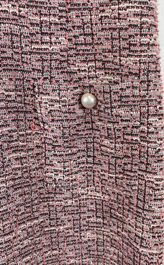 Karl Lagerfeld Womens Pink Tweed Sleeveless Pockets Split Neck Sheath Dress Sz 4 image number 4