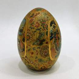 Vintage Japanese Satsuma Handpainted Traditional Geisha Scene Porcelain Egg alternative image