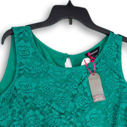 NWT Womens Green Lace Sleeveless Round Neck Back Button Blouse Top Size 22