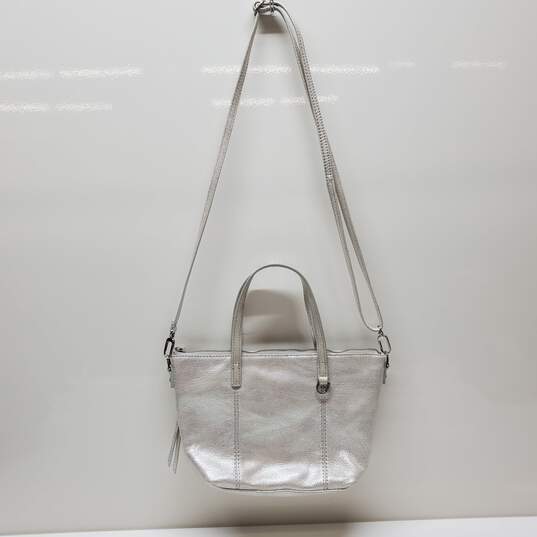 HOBO Kingston Leather Mini Tote Crossbody Bag in Silver Metallic image number 1