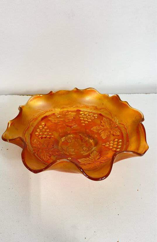 Lot of 3 Fenton Carnival Glass & Lenox Decorative Glass Bowls Orange Ivory image number 5