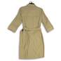 NWT Michael Kors Womens Tan Khaki Collared 3/4 Sleeve Belted Mini Dress Size S image number 2