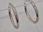 14k White Gold Etched Satin Finish Hoop Earrings 1.9g image number 2