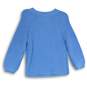 NWT Ann Taylor Womens Blue Knitted Long Sleeve Crew Neck Pullover Sweater Size S image number 2