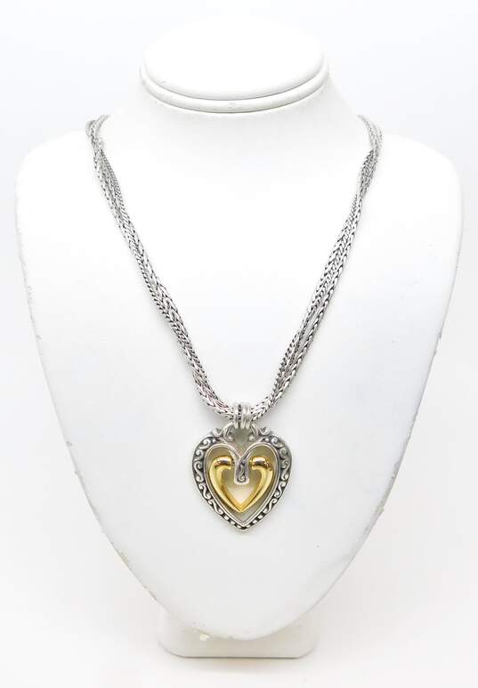 Brighton Silver & Two-Tone Scrolled Heart Pendant Necklaces 45.3g image number 4
