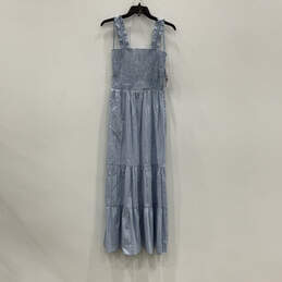 NWT Womens White Blue Striped Sleeveless Square Neck Maxi Dress Size Medium