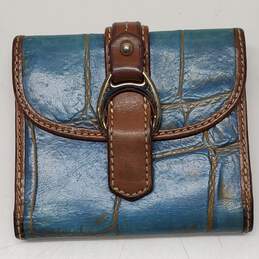 Dooney & Bourke Blue w Brown Leather Trim Compact Wallet alternative image