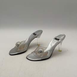 NIB Stuart Weitzman Womens Ceylon Silver Clear Vinyl Slip-On Pump Heels Size 6B alternative image