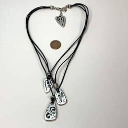 Designer Brighton Silver-Tone Multi Strand Black Leather Charm Necklace alternative image