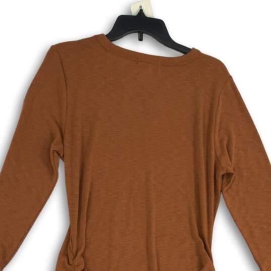 NWT Michael Kors Womens Orange 3/4 Sleeve Round Neck T-Shirt Dress Size XL image number 4