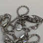 Designer Givenchy Silver-Tone Link Chain Crystal Cut Stone Pendant Necklace image number 4