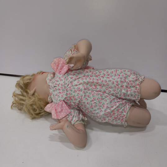 Porcelain Baby Girl Doll with Blonde Hair image number 2
