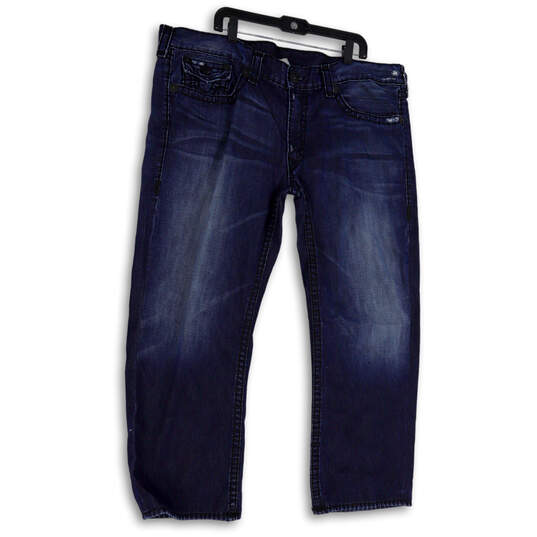 Mens Blue Denim Medium Wash Pockets Stretch Straight Leg Jeans Size 44 image number 1