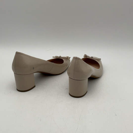 Womens Bev Tan Detail Bow Leather Almond Toe Block Pump Heels Size 8.5 image number 3