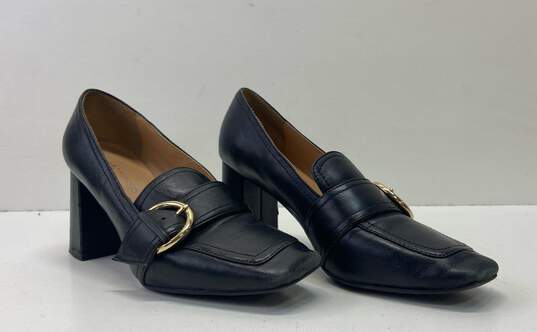 Marc Fisher Oralin Black Leather Buckle Loafer Pump Heels Women's Size 6 image number 3