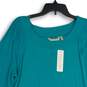 NWT Soft Surroundings Womens Blue Long Sleeve Scoop Neck Tunic Blouse Top Size L image number 3