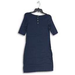 Adrienne Vittadini Womens Navy Blue Round Neck Short Sleeve Sheath Dress Size XS alternative image