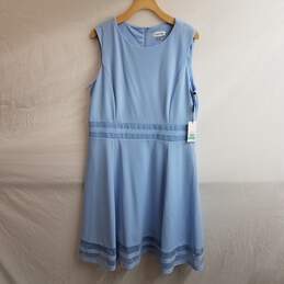 Calvin Klein Illusion Trim Fit & Flare Dress - Baby Blue Size 16