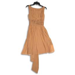 Womens Peach Wide Strap Round Neck Pleated Side Zip Fit & Flare Dress Size 6 alternative image