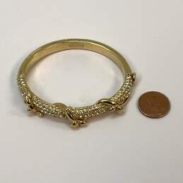 Designer Coach Gold-Tone Clear Pave Rhinestone Hinged Round Bangle Bracelet alternative image