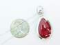 ATI & Artisan 925 Faux Red Jasper Chunky Teardrop Pendant Necklace & Matching & Blue Drop Earrings 12.5g image number 3