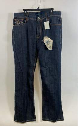 NWT Five Four Mens Blue Cotton Denim Medium Wash High Rise Straight Jeans Sz 38
