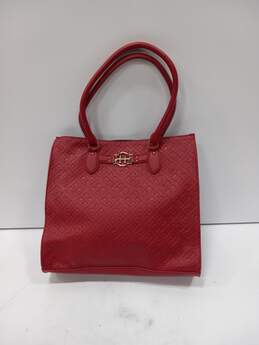 Tommy Hilfiger Red Faux Leather Tote Bag