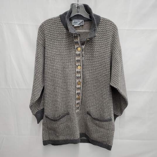VTG Tuttamaglia Gispa WM;s Gray Virgin Wool Button Cardigan Sweater Size SM image number 1