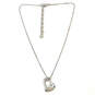 Designer Swarovski Silver-Tone Link Chain Heart Pearl Pendant Necklace image number 3