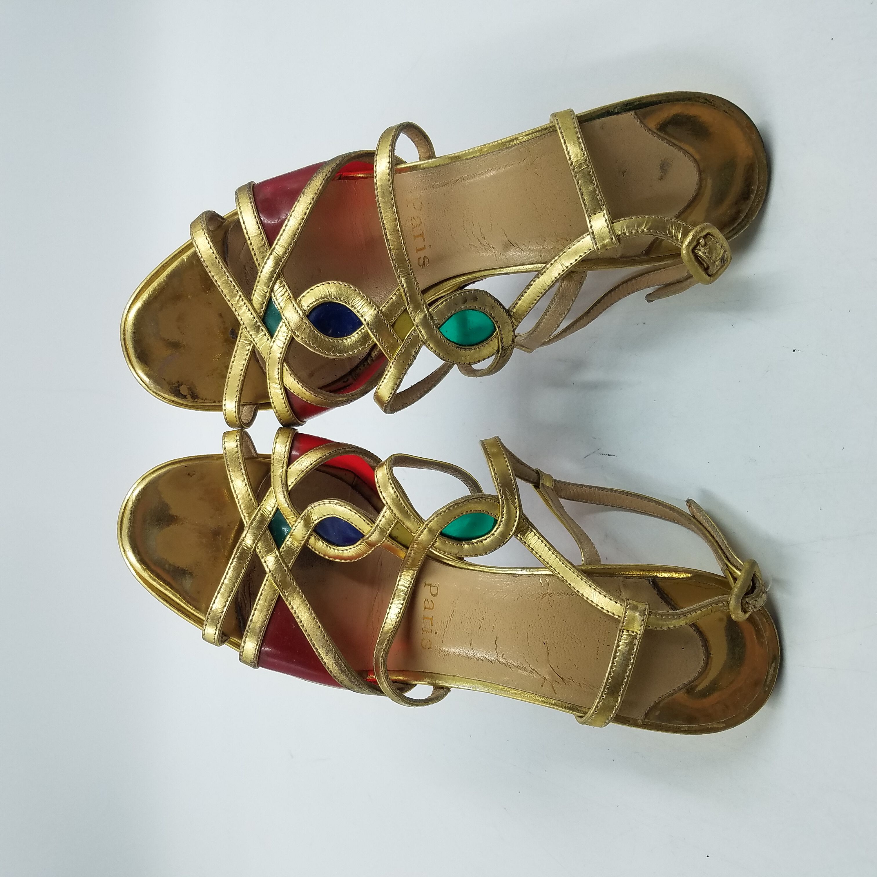 Oscar de la Renta Metallic Gold Leather Ankle Strap Platform Sandals Size  40 Oscar de la Renta | TLC