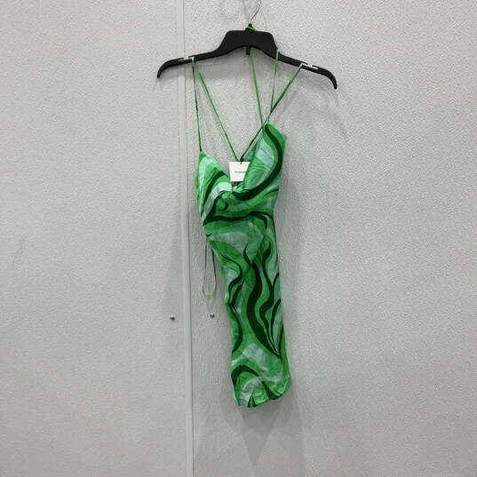 NWT Womens Green Flowy Spaghetti Strap Sleeveless Mini Dress Size XS image number 1