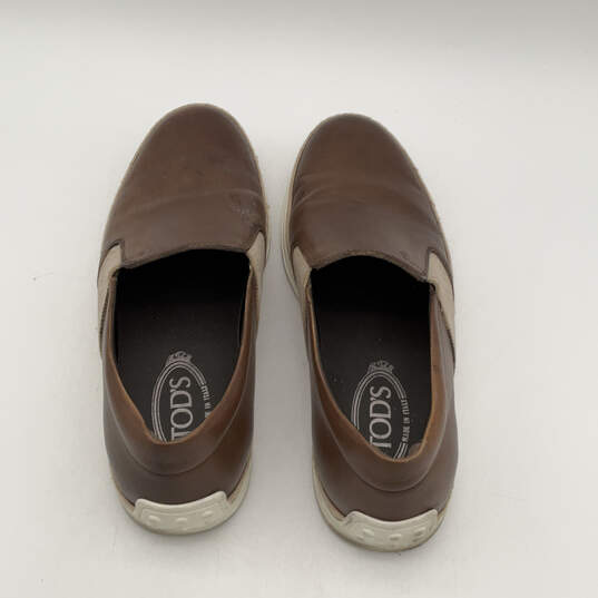 Mens Brown Leather Round Toe Espadrille Slip-On Loafer Shoes Size 7 image number 4