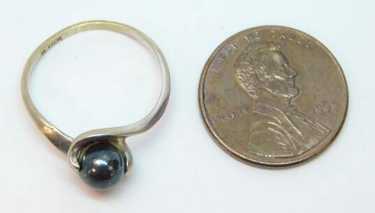 Vintage 10K White Gold Hematite Ball Bead Ring 2.0g image number 7