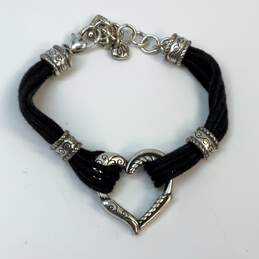 Designer Brighton Silver-Tone Heart Black Corded Chain Bracelet alternative image