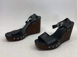 Women's Christian Di Riccio Size 40 Black And Brown Wedge Sandals