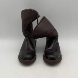 Ugg Womens Brown Leather Fur Trim Side Zip Short Winter Boots Size 5