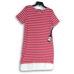 NWT Tommy Hilfiger Womens T-Shirt Dress Striped Short Sleeve Pink White Size S