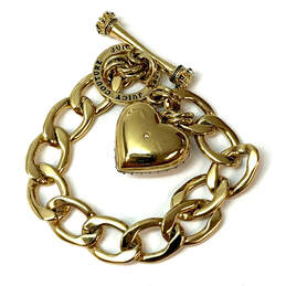 Designer Juicy Couture Gold-Tone Pave Crystal Puffy Heart Pendent Necklace